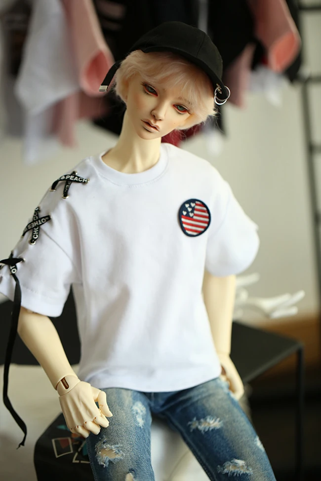 BJD shirt half sleeve T-shirt with ribbons for 1/3 BJD SD DD doll size uncle SSDF ghost 2 size doll accessories BJD clothes