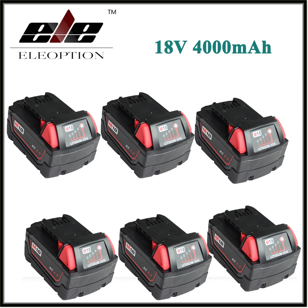 

6x M18 Newest 18V 4000mAh Li-Ion Replacement Power Tool Battery for Milwaukee XC 48-11-1815 48-11-1830 M18B2 M18B4 M18BX Li18