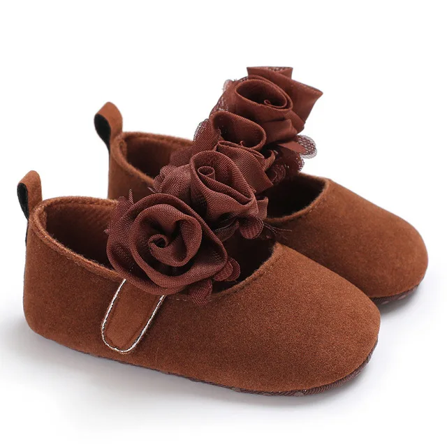 Ideacherry/детская обувь с цветочным узором; сезон весна-осень; мокасины для новорожденных девочек; ботиночки для новорожденных; 7 цветов; Доступно для детей от 0 до 18 месяцев - Цвет: Brown