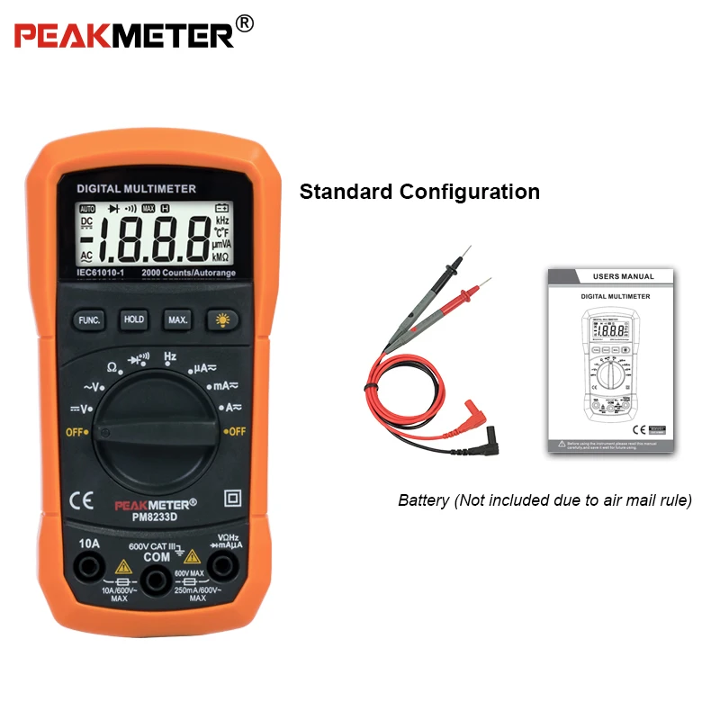 PM8233D AC/DC метр амперметр вольтметр конденсатор Омметр тестер ЖК подсветка