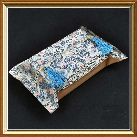 Красивые Необычные коробки для салфеток для лица прямоугольник высокого качества китайский стиль шелковой ткани кисточкой съемные Kleenex Чехлы для домашнего декора