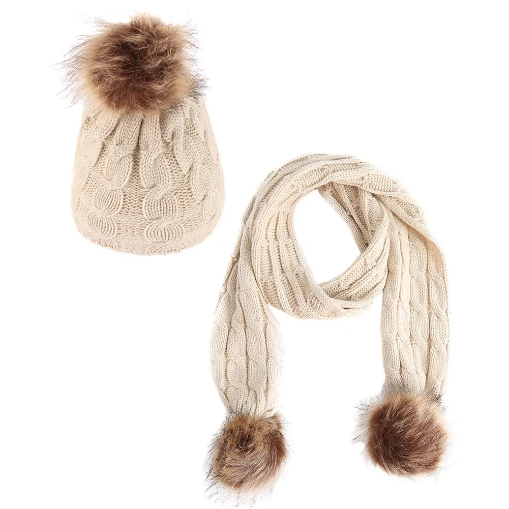 

Children Kids Scarf Neckerchief Knitting Hat Cap Set Keep Warm Soft For Winter KS-shipping