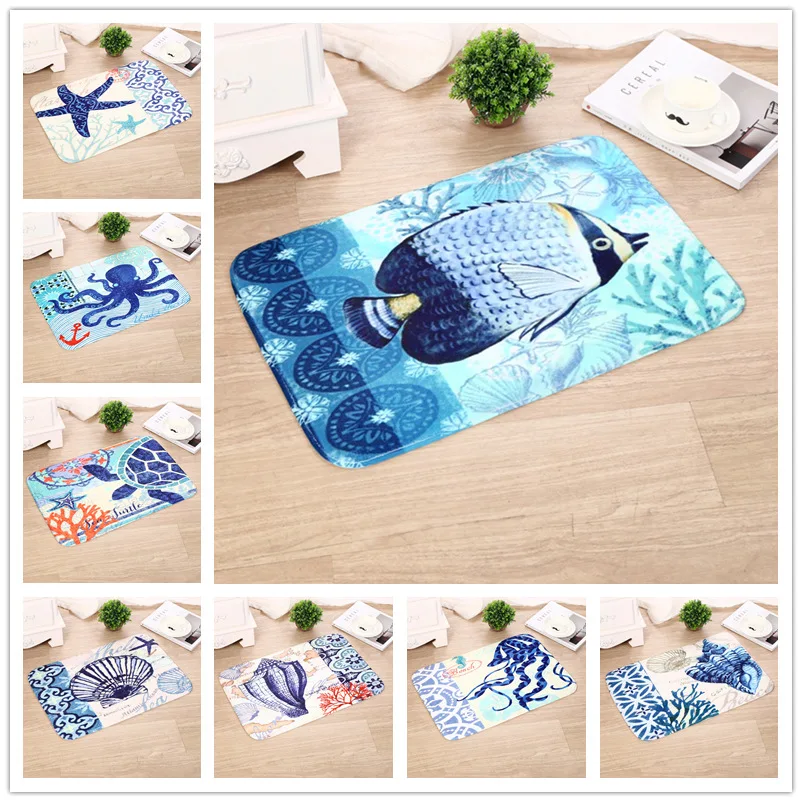 Фланелевый ковер Средиземноморский стиль 40x60 см 1 шт./лот Осьминог домашние напольные украшения коврики ковры для гостиной спальни коврик