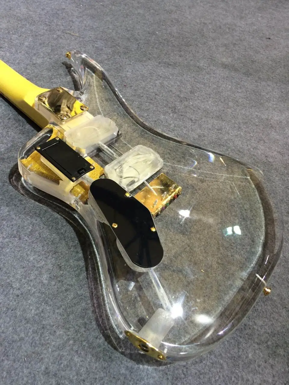 high end crystal body electric guitar with led light abalone inlay