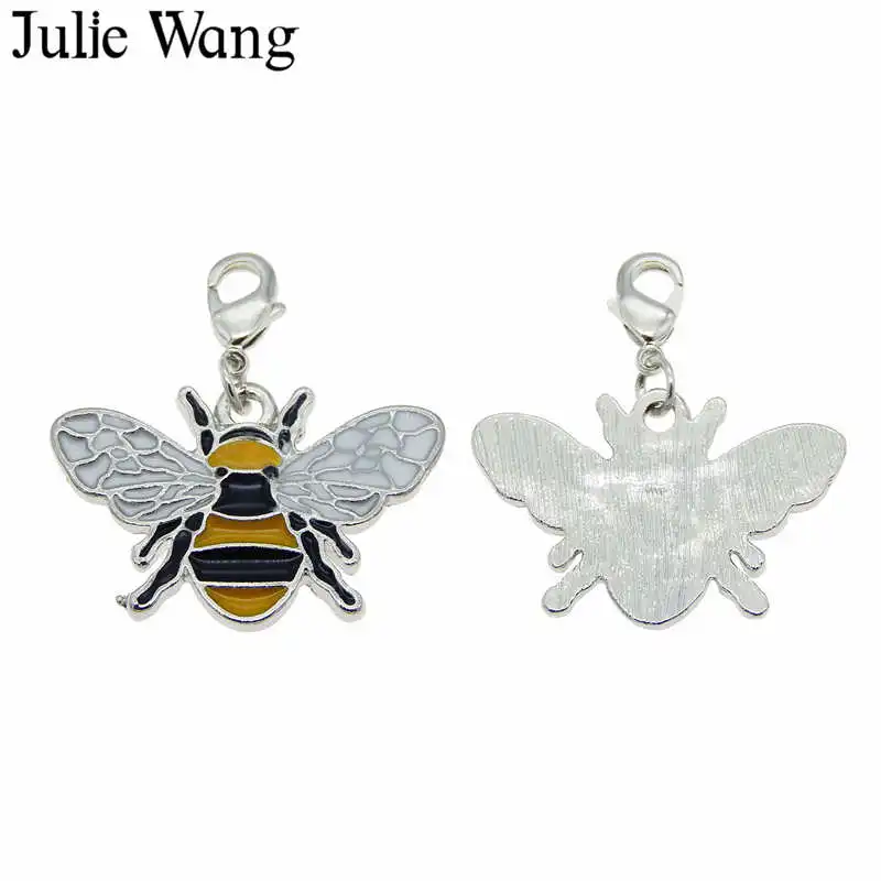 Julie Wang 4 шт. эмалированная пчела яблоко кактус брелок вишня из сплава