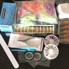 Дизайн ногтей Kit Набор для ногтей Кисточки файла красочные ногтей Поддельные французский советы Дизайн ногтей Наклейки смешанные типы Дизайн ногтей украшения комплект
