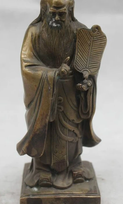 

9"Chinese Folk Bronze carving Famous Taoism originator ideologist Lao Zi Statue