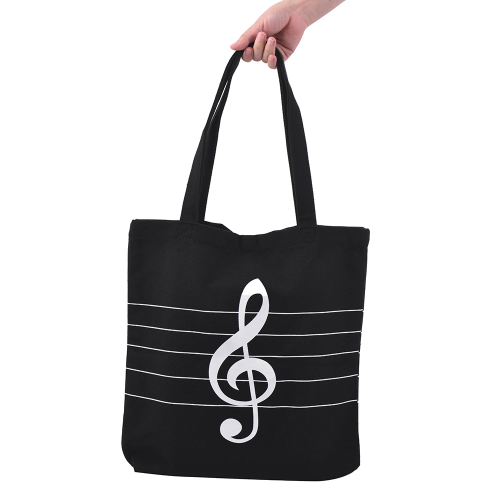 

Washable Canvas Handbag Music Tote Shoulder Grocery Shopping Bag with Magnetic Button Musical High Notes Pattern