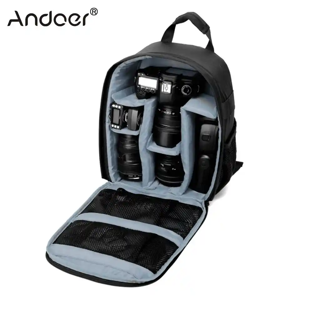DSLR Waterproof Shockproof Shoulders Camera Backpack Tripod Case w/ Reflector Stripe fit 15.6 in