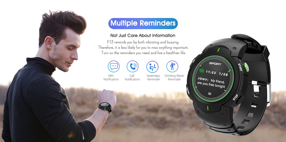 № 1 F13 Смарт-часы для Для мужчин в режиме реального времени, с экраном сердцебиения, умные часы, пульт дистанционного управления Камера