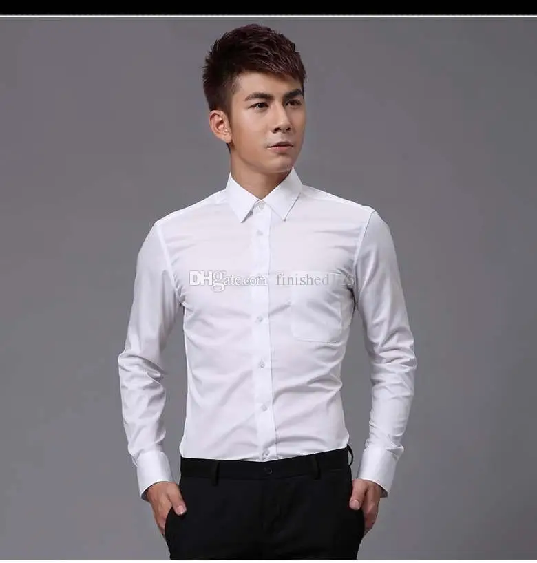 Men Cotton Blend Wedding Apparel Groom Shirts Dress Long Sleeve Shirt(38,39,40,41,42,43,44,45,46#) NO:001