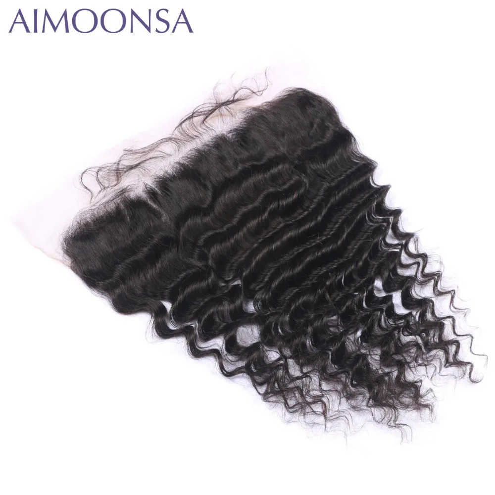 Deep Wave Brazilian Hair Frontal Lace Frontal Hair Remy Human Hair Free Shipping Natural Color 10\