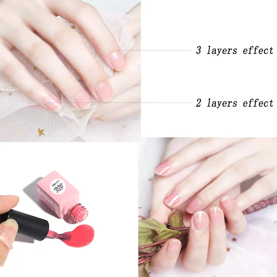 6ml Summer Nail Polish White Base Pink Brown UV Gel Varnish Soak Off Lacquer Nail Art Manicure Long Lasting Top Coat LELT01-06