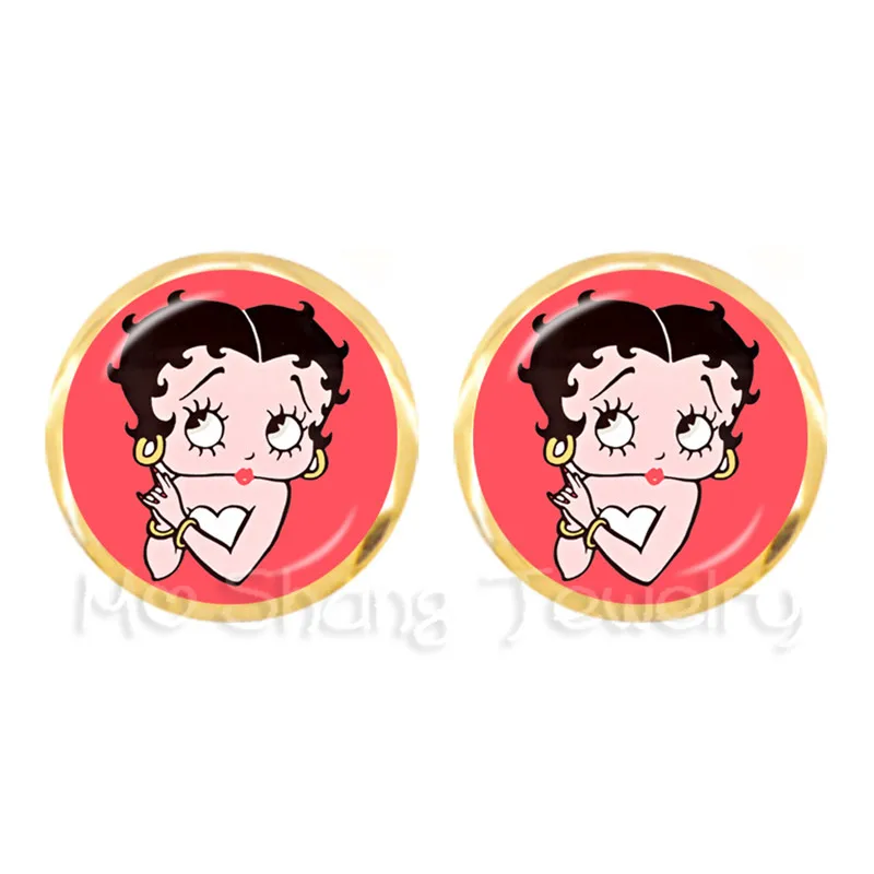 1 пара Sexy Betty Boop серьги гвоздики Красный с изображением героя из мультфильма