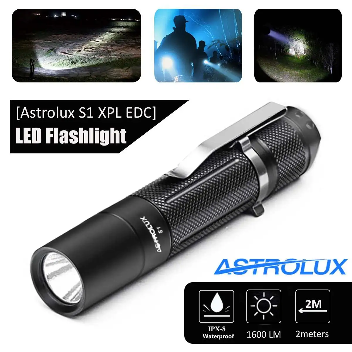 Astrolux S1-1600LM светодиодный фонарик 18650 фонарь фонарик 7 4 режима светодиодный освещение для повседневного использования, Водонепроницаемый фонарик Фонарь турбо-стробоскоп