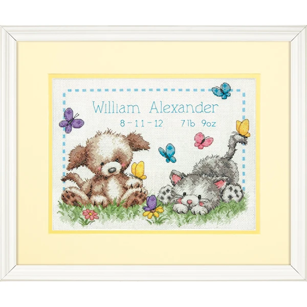 cs-2249 Cross Stitch Kit Pet Friends Birth Record Doggy and Kitten Dog Cat Kitty dim 70-73883