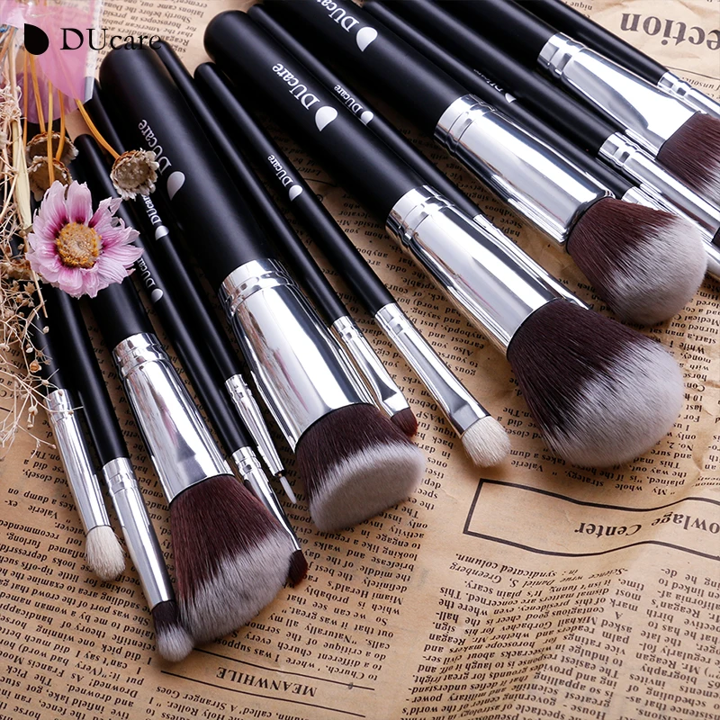 Pincéis de Maquiagem Escova com Bolsa Ducare Novo Conjunto Profissional Cabelo Sintético Cabra Kit Cosméticos Maquiagem Frete Grátis 15 Pçs 10 High Quality Beleza e saúde