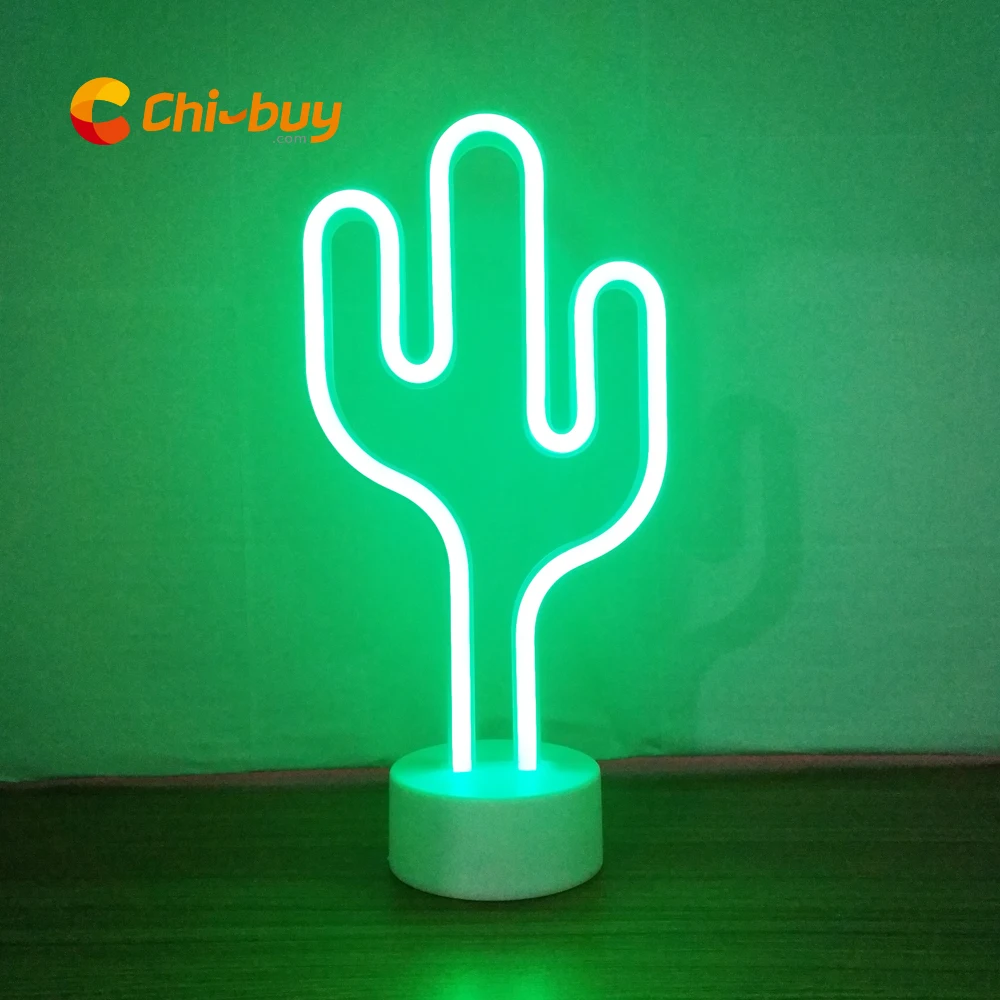 Chi buy светодиодный неоновый светильник Настольный кактус на батарейках Свадебные