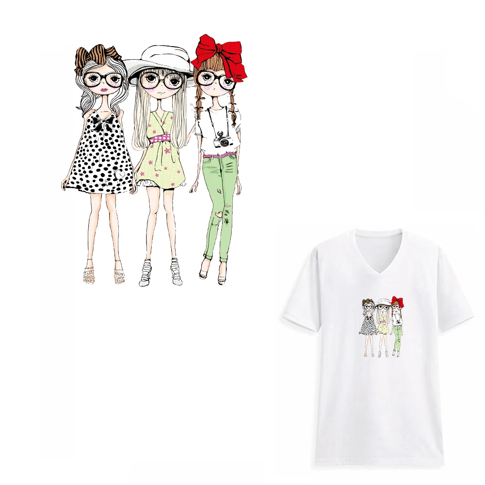 

Girls Series Appliqued Parches Clothes Patches Stickers Household Iron-on Heat Transfer DIY Decoration Patch for Top Coat Tote