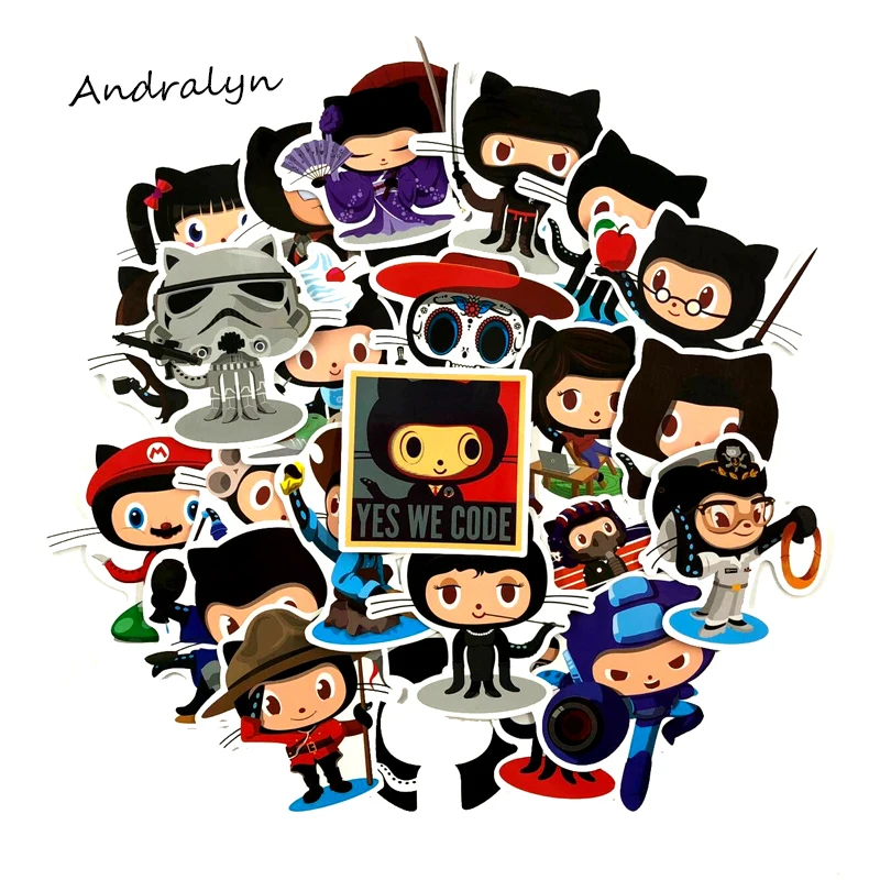 

25PCS/Set Octocat Sticker For Car Laptop Luggage Skateboard Motorcycle Snowboard Phone Case Decal Stickers