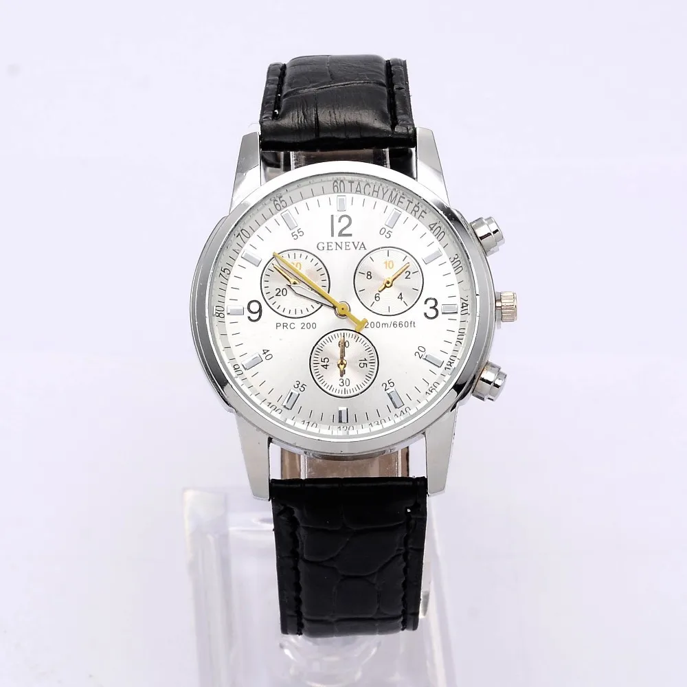 Geneva спортивные часы модные наручные мужские кожаный ремешок saat relogio masculino reloj