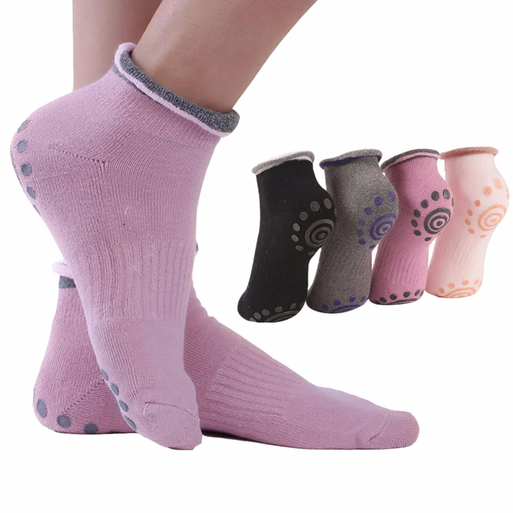 1 Pair Women Professional Yoga Socks with Silicone Anti Skid Grip ...