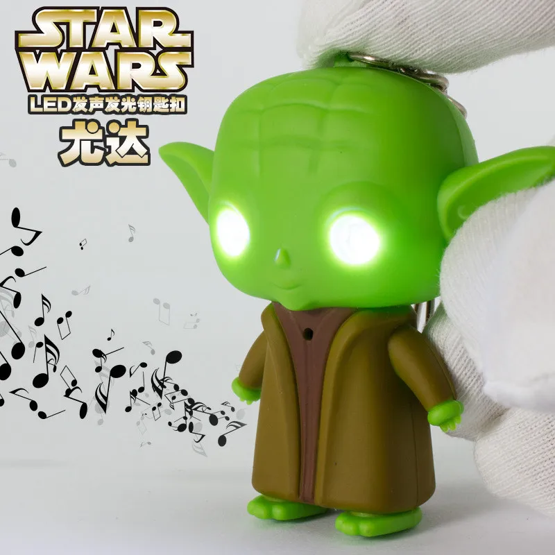 

Star Wars Alien Yoda Eyes LED Glowing Sound 3D Plastic Decoration Toy Keychain Holiday Birthday Party Memorial Pendant