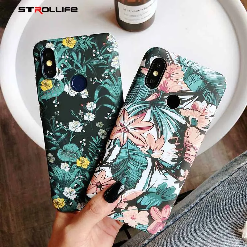 

STROLLIFE Retro Flowers Phone Case for Xiaomi Redmi Note 5 Case Ins Style LIttle Floral Cover Hard PC Back Shell Green Leaves