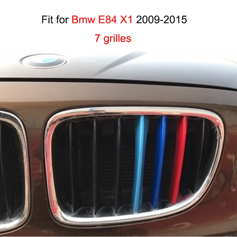 For BMW X1 E84 2009 to 2015 Front Grille Trim Strips Grill Performance Decoration Cover Sticker 3 Colors 3D M Styling 7 Grilles For BMW X1 E84 2009 to 2015 Front Grille Trim Strips Grill Performance Decoration Cover Sticker 3 Colors 3D M Styling 7 Grilles
