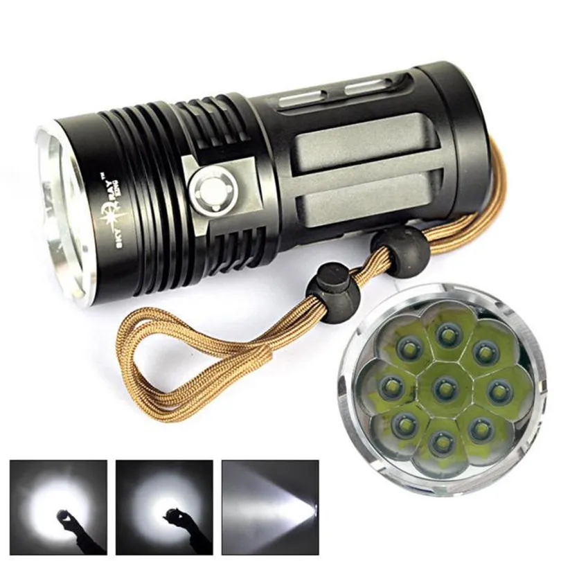 High power 10000 LM 9T6 9x Licht XM L T6 LED Taschenlampe Lampe 3 Modi 18650 Fahrrad Zubehör Retail großhandel T1 Preise