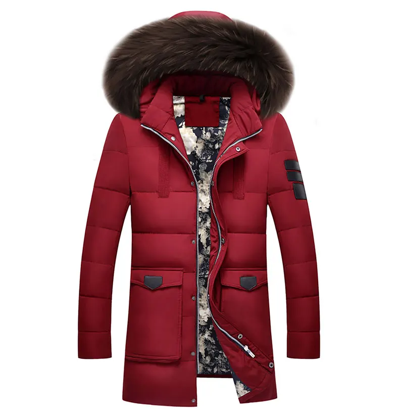 Толстая теплая зимняя куртка на утином пуху для мужчин, водонепроницаемая парка с меховым воротником, пальто с капюшоном, высокое качество, пальто в западном стиле