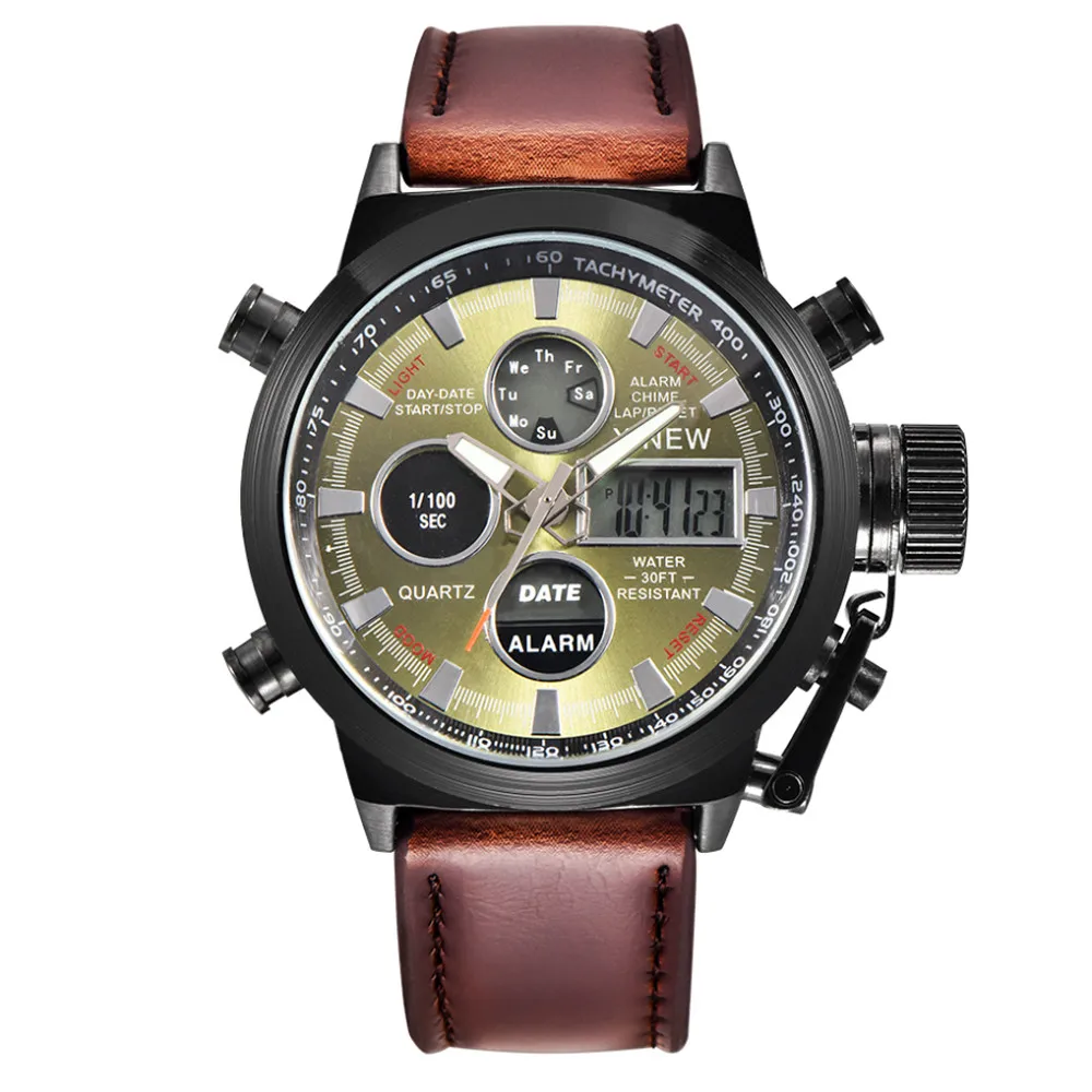 

Luxury Military Army LED Watches Men's Date Watch Fashion Leather Strap Stainless Steel Wrist Watch Classic Analog Quartz Clock