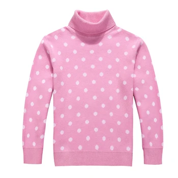 

Spring and Autumn Girl 100% Cotton Dots Pattern Princess Turtleneck Sweater Children's Clothing Pullover Sweater for Girls