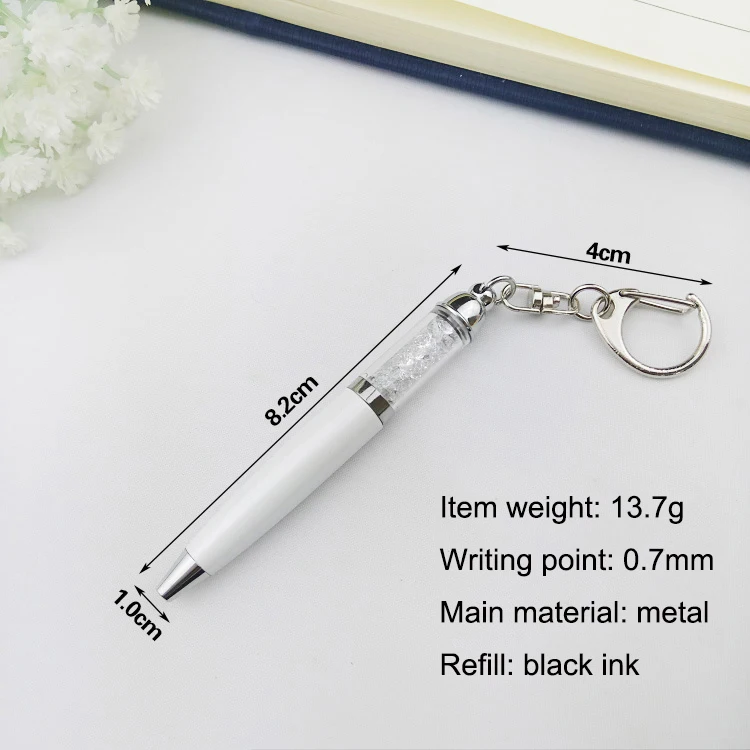 

1pc/lot Mini Short Crystal Ballpoint Pen with Key Chain Buckle White Black Gold Cute Kawaii Gift Pens for Friends and Family