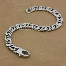 LINSION твердый 316L Нержавеющая сталь Мужской браслет Байкер звено цепи 5A023