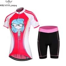 KEYIYUAN Ropa Ciclismo для женщин Велоспорт Джерси велосипед с коротким рукавом дышащий велосипедный комплект шорты 3D гелевая накладка очки девушка