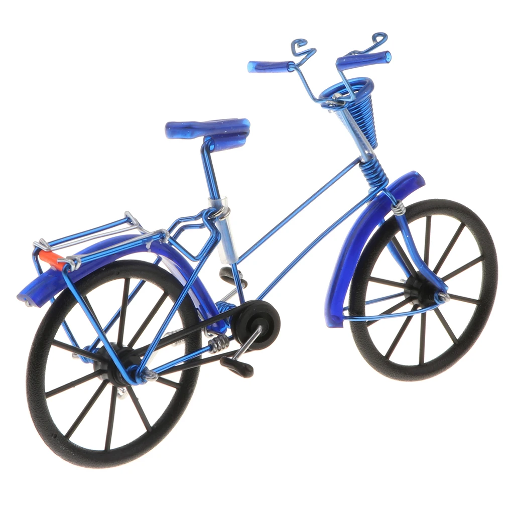 1:10 Aluminum Bike Model Bicycle with Basket Handicraft Toy Blue Diecast Bicycle Bike Toy Handicraft Bike Model