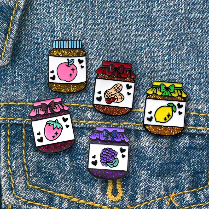 

WEISHUOLI Cartoon Lemon Grape Apple Strawberry Peanut Creative Wishing Bottle Fruit brooch For Women