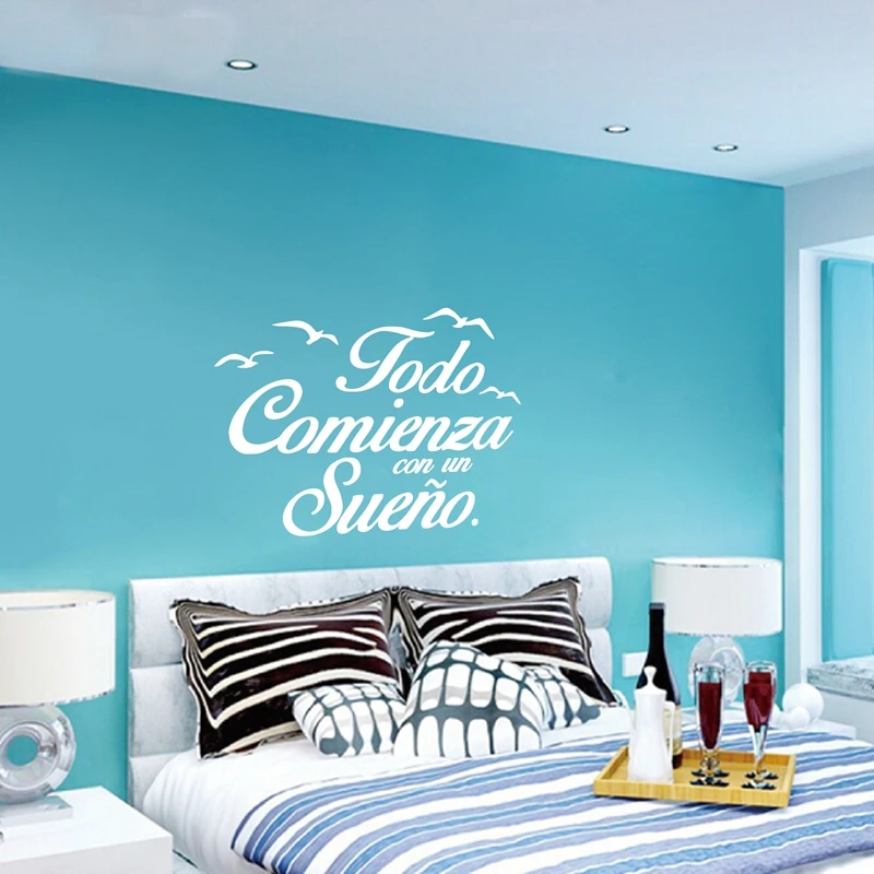 Spanish Wall Decal Vinyl Stickers Motivation Quote Wall Stickers Kids Bedroom Art Decoration wall decal stickers