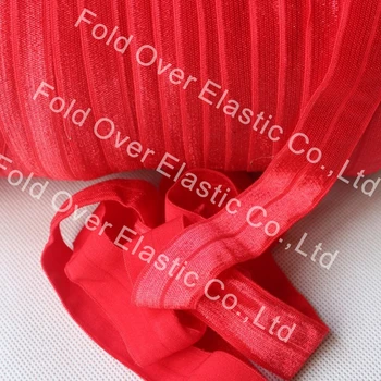 

Wholesales 22mm 7/8" 250 red color solid foe fold over elastic ribbon In stock