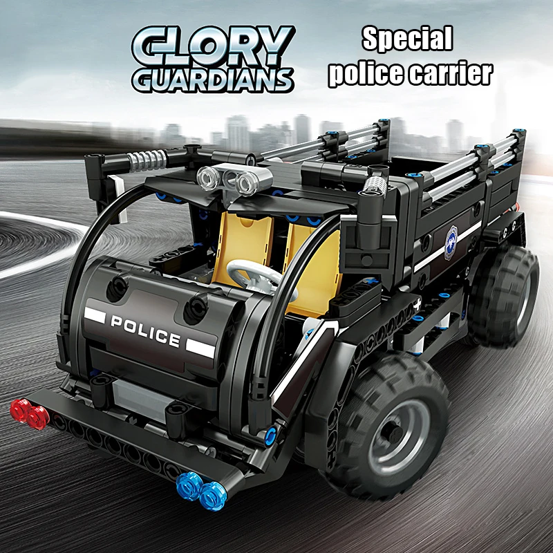

2.4G Building Block Assembly Remote Control Swat Vehicle DIY Assembling Block Electric Special Police Personnel Carrier Kids toy