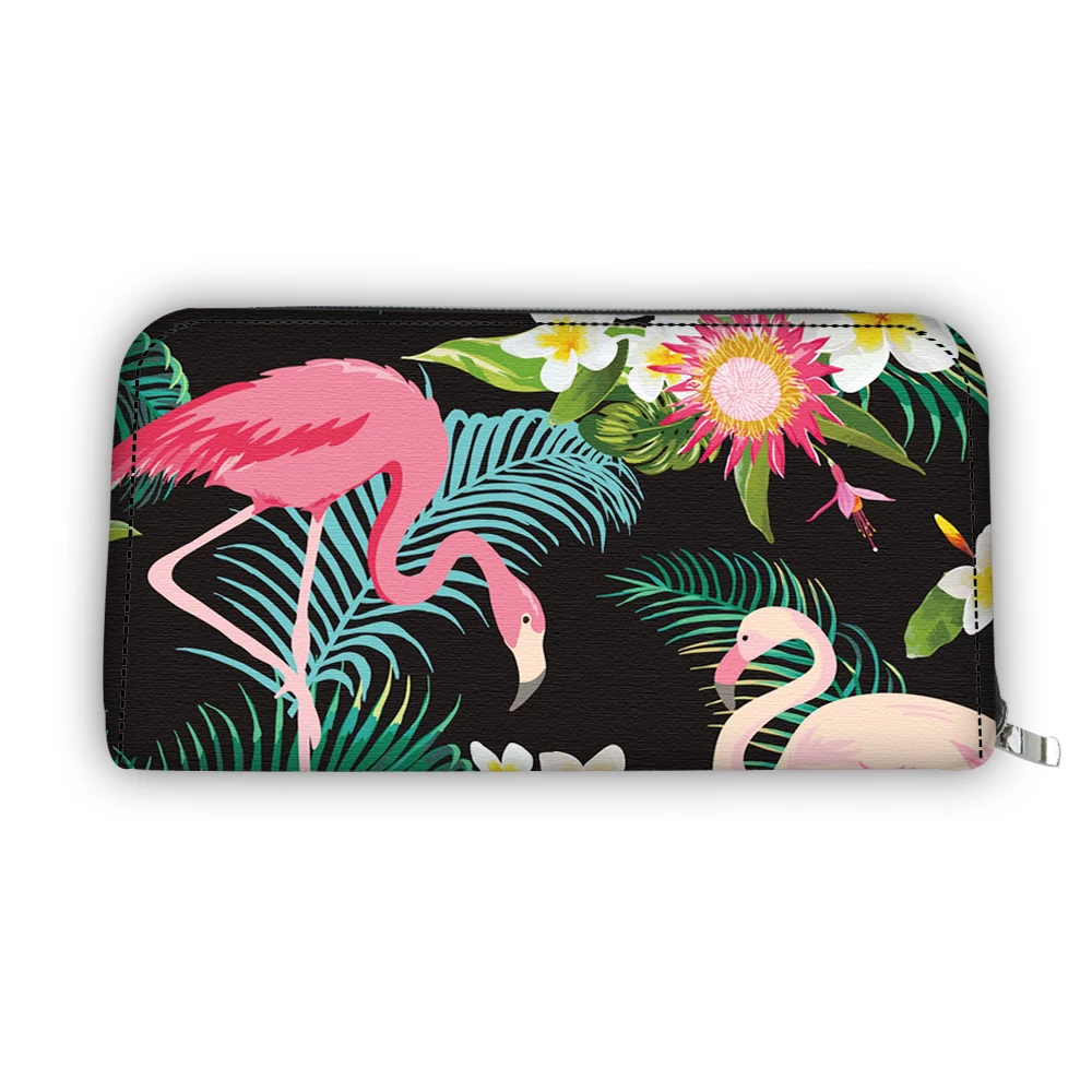 PU leather printing flamingo lady Wallet Purse Female Wallets women