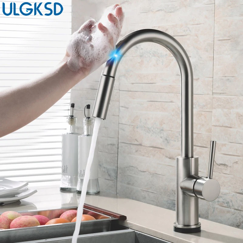 ULGKSD черный/золотой Кухня кран смеситель с одной ручкой водопроводной вытащить 2 функции Кухня смеситель