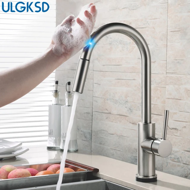 Best Offers ULGKSD Stainless Steel Sensor Kitchen Faucet Stainless Steel Automatic Sensitive Faucets Touch Control Mixer Taps