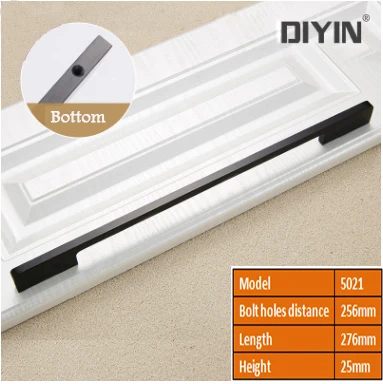 

Wardrobe handle 256mm modern style solid black handle drawer handle matte black cabinet door handle free shipping 6pcs