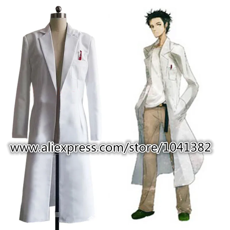 Костюм для косплея Steins Gate Okabe Rintarou, длинная куртка, белая куртка, костюм