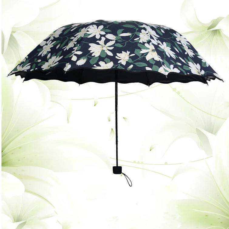 

Fashion Creative Calla flower Adults Women Boy Umbrella Parasol Sunshade Blacking Coating Three Folding Umbrella