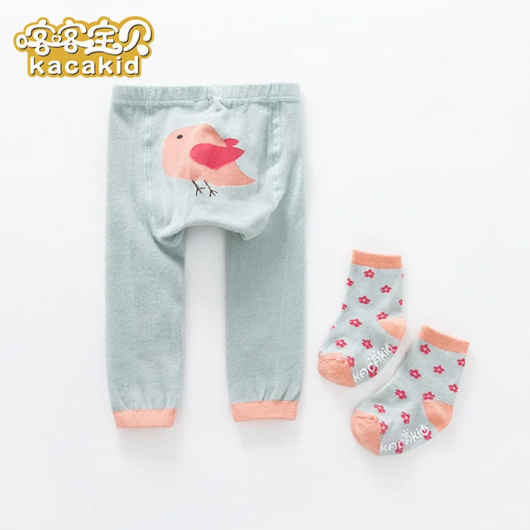 KACAKID Unisex Toddler Pants Set Cute Animal Pattern Girl Boys Kids Toddler Pants Set Cotton Dots Girl Boys Toddler Pants 1115 - Цвет: green bird