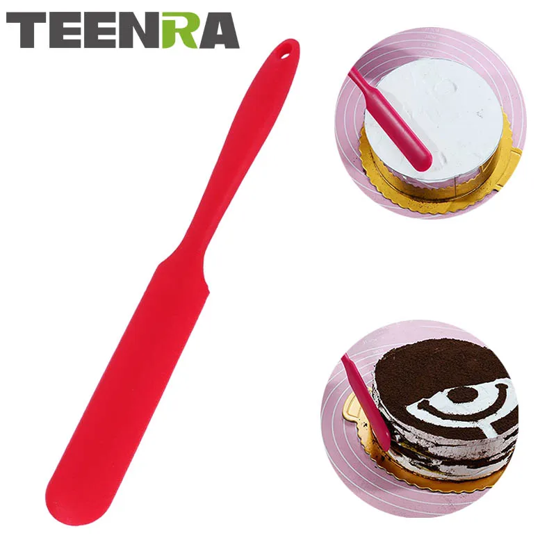 

TEENRA 1Pcs Long Handle Silicone Cake Spatula Butter Spatula Ice Cream Mixer Silicone Baking Scraper Pastry Tools