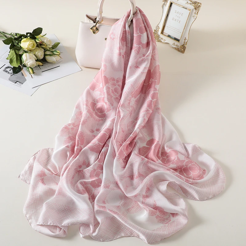 

2019 luxury brand women silk scarf fashion print soft lady shawls and wraps pashmina female foulard bandana neck hijabs scarves